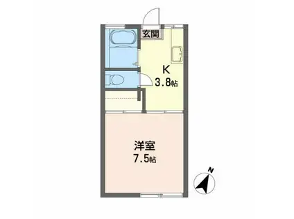 メゾンアルファB(1K/1階)の間取り写真