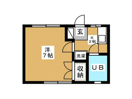 エフパレスⅡ(1K/1階)の間取り写真