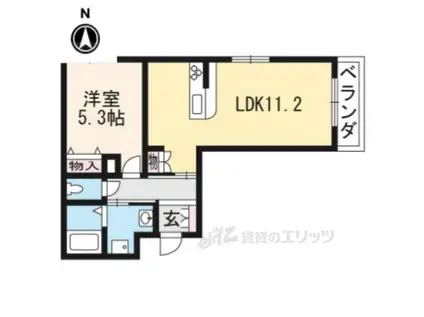クレール京都太秦2(1LDK/3階)の間取り写真