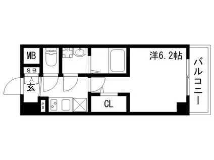 アドバンス神戸マーレ(1K/2階)の間取り写真