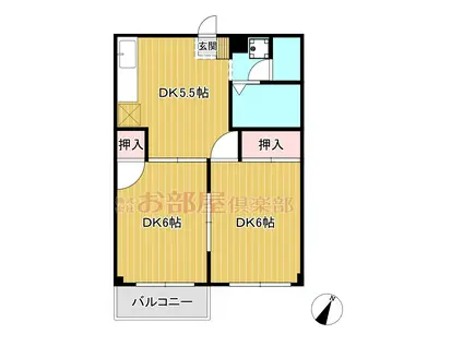 シティハイツナカムラ(2DK/1階)の間取り写真