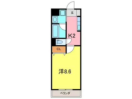 コモンガル小垣江(1K/1階)の間取り写真