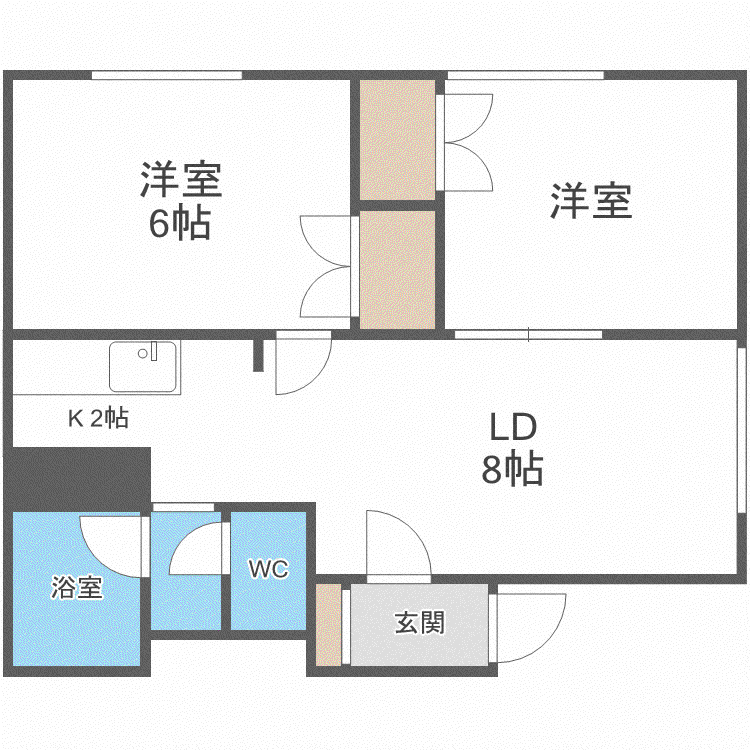 ウエストフィールド(2LDK/2階)の間取り写真
