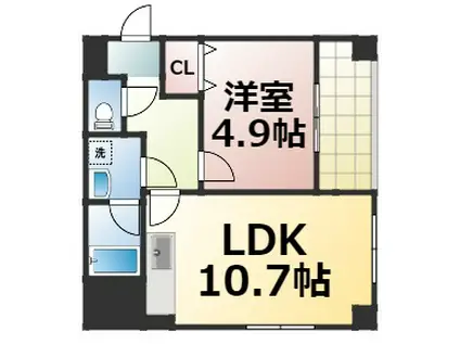 エグゼ大阪城南(1LDK/4階)の間取り写真