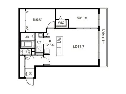 ヴィレッタ山の手(2LDK/3階)の間取り写真