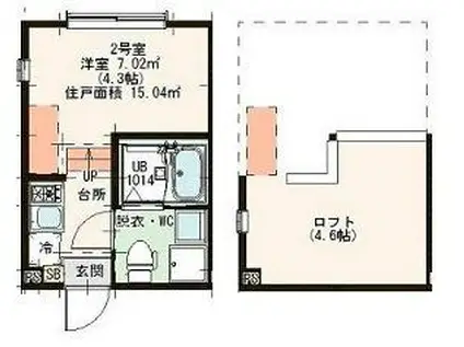 中川二丁目A(1K/1階)の間取り写真