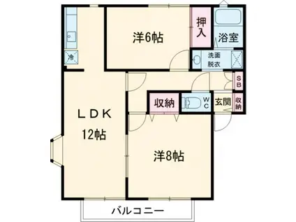 サンビレッジ光の岡A(2LDK/1階)の間取り写真