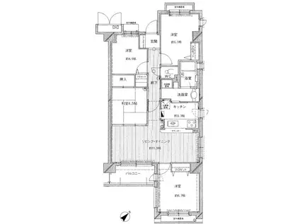 泉野グリーンマンションツインズI番館(4LDK/3階)の間取り写真
