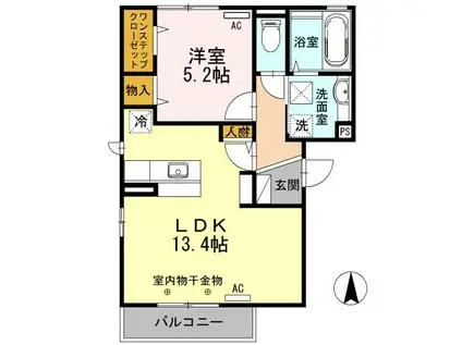 エスポワール・東和田A(1LDK/2階)の間取り写真