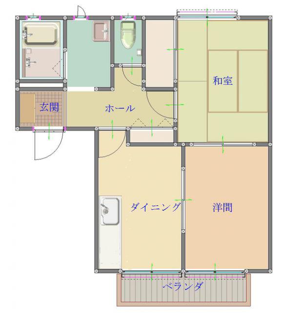 パーシモンハイツII(2DK/2階)の間取り写真