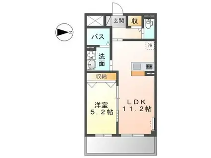 ITM古城(1LDK/3階)の間取り写真