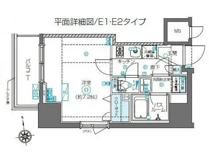 ZOOM東新宿(1K/11階)の間取り写真