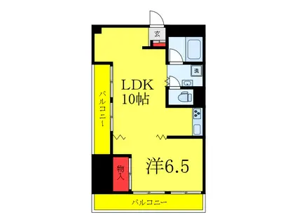 寿康メゾン(1LDK/6階)の間取り写真
