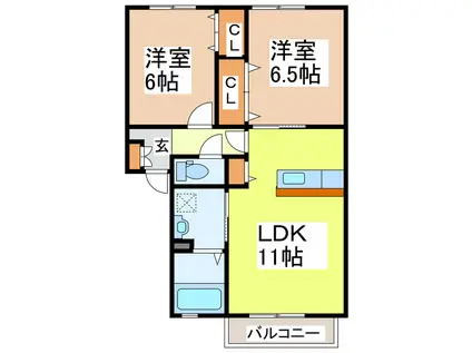コスモ  C棟(2LDK/2階)の間取り写真