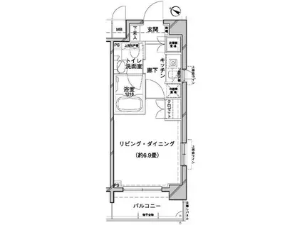 THEパームス田園調布(1K/3階)の間取り写真