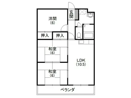 マンション歩(3LDK/3階)の間取り写真