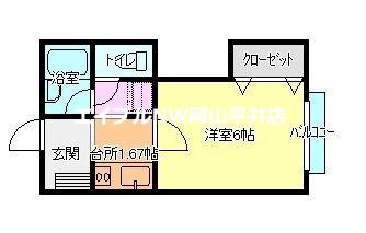 花ノ木コーポ(ワンルーム/2階)の間取り写真