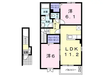 ヴェスティートIII(2LDK/2階)の間取り写真
