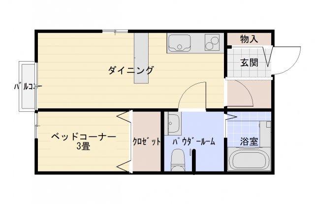 サンパティークKIMURAD棟(1LDK/2階)の間取り写真