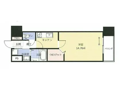 アークデュオ福島万世町(1K/1階)の間取り写真