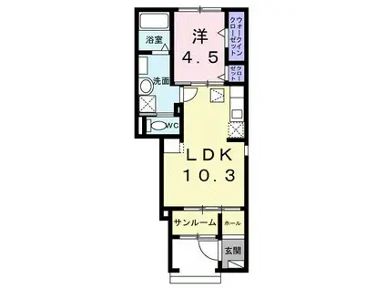 グリーンステージ小池駅前(1LDK/1階)の間取り写真