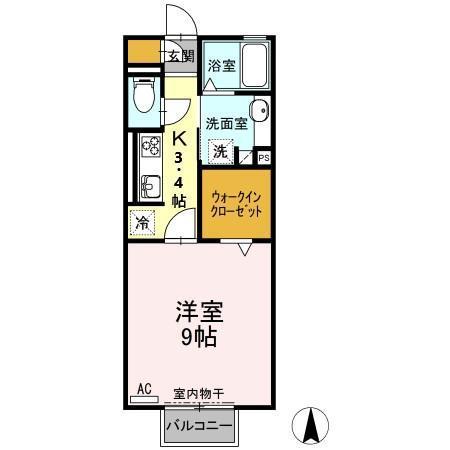 セジュール那加(1K/2階)の間取り写真