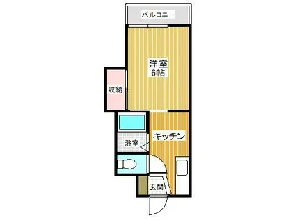 シャトレ東新町II(1K/1階)の間取り写真