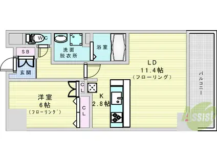 セノアタワー新大阪(1LDK/4階)の間取り写真