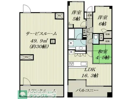 ランドシティ玉川学園ロイヤルテラス(3SLDK/4階)の間取り写真