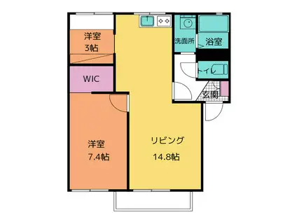 エイトスクウェア芳ヶ崎(1LDK/1階)の間取り写真