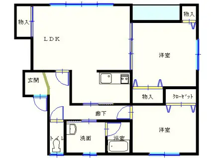 ウインズM 2号館(2LDK/2階)の間取り写真