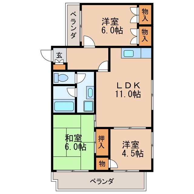 ダイアパレス葵(3LDK/9階)の間取り写真