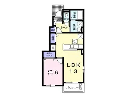 ソレイユB(1LDK/1階)の間取り写真