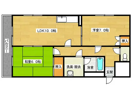 Yビル(2LDK/3階)の間取り写真