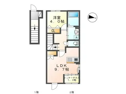 ヴィヴァン セードル(1LDK/2階)の間取り写真