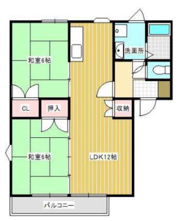 上津コーポB棟(2LDK/1階)の間取り写真