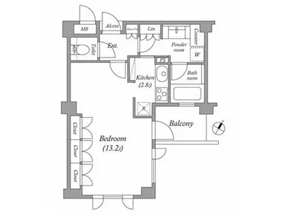 プラチナコート広尾(1K/4階)の間取り写真