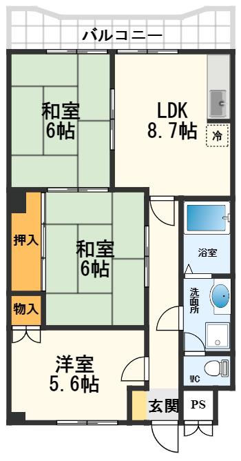 ウエストハイツP1(3LDK/5階)の間取り写真