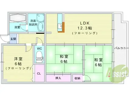 プリムール(3LDK/3階)の間取り写真