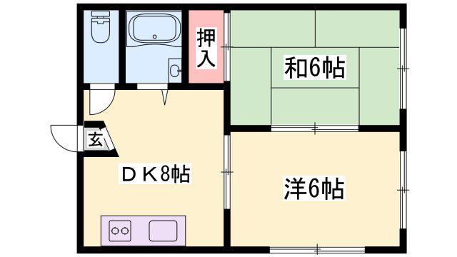 ハイツ二番館(2DK/2階)の間取り写真