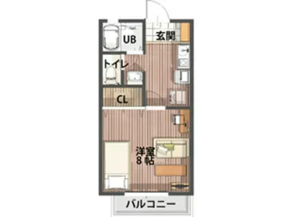 ファーニッシュド・ステイ諏訪四賀壱番館(1K/2階)の間取り写真