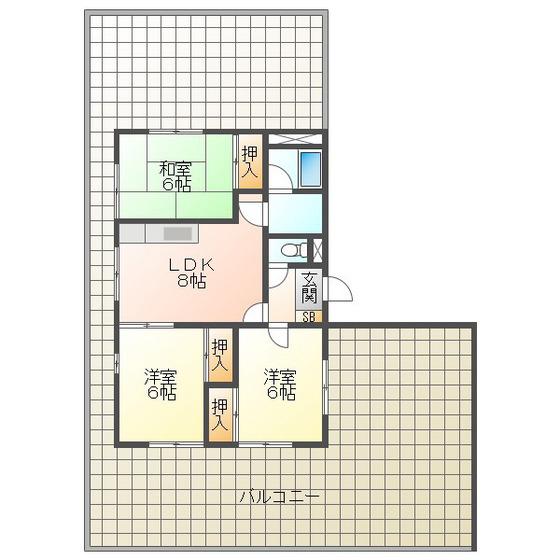 セゾン四日市(3LDK/6階)の間取り写真