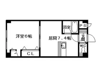 ルナハイツ南8条(1DK/2階)の間取り写真