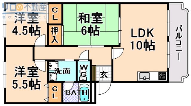シャトーロード(3LDK/2階)の間取り写真