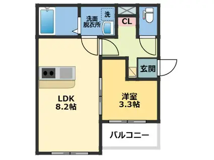 メゾン・ドゥ・アッシュ津田沼(1LDK/2階)の間取り写真