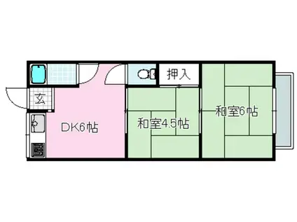 上泉ハイツ(2DK/2階)の間取り写真