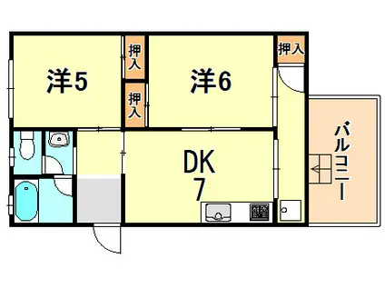ときわビューハイツ(2DK/1階)の間取り写真