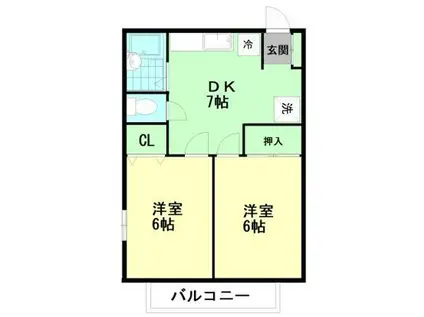 サングリーンB棟(2DK/2階)の間取り写真