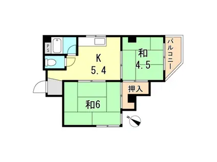 ミナトひまわりマンション(2K/2階)の間取り写真