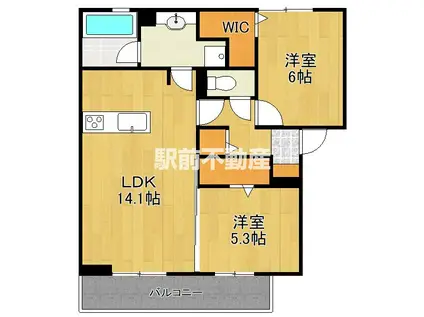 ル・シュマン(2LDK/1階)の間取り写真